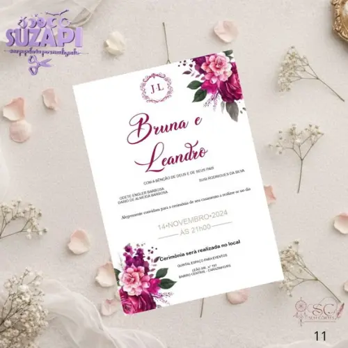 Convite de Casamento Fucsia Tam A5