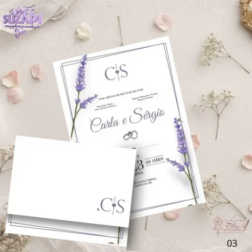 Convite de Casamento Lavanda / Lilás Tam A5