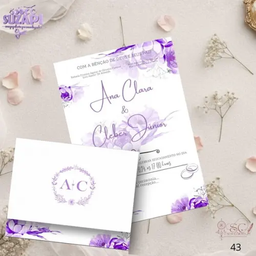 Convite de Casamento Lavanda / Lilás Tam A5