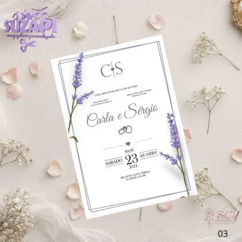 Convite de Casamento Lavanda / Lilás Tam A5