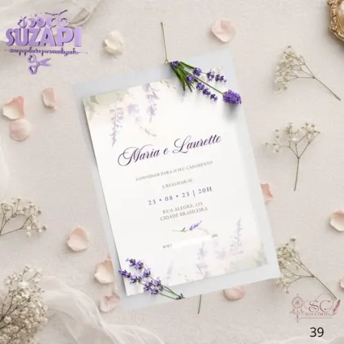 Convite de Casamento Lavanda 3d Tam A5