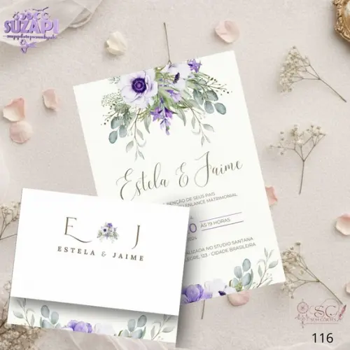 Convite de Casamento Lavanda Lilas Tam A5