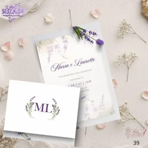 Convite de Casamento Lavanda 3d Tam A5