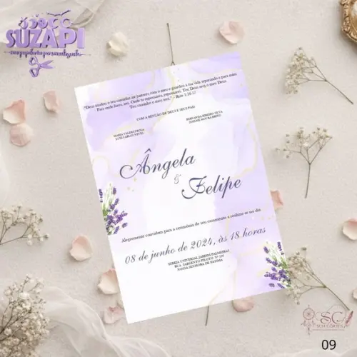 Convite de Casamento Lavanda Tam A5