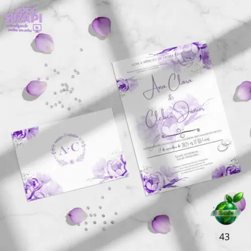 Convite de Casamento Lilás Lavanda