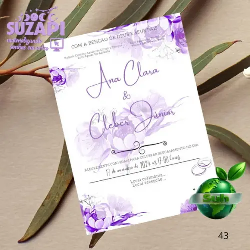 Convite de Casamento Lilás Lavanda