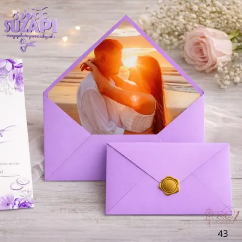 Convite de Casamento Lilás Lavanda Exclusivo