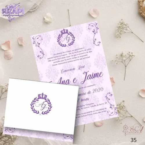 Convite de Casamento Lilás Tam A5