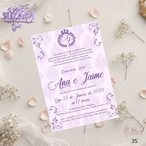 Convite de Casamento Lilás Tam A5