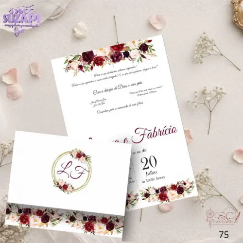Convite de Casamento Marsala 5 Tam A5