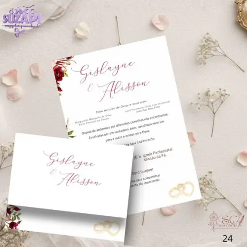 Convite de Casamento Marsala 3 Tam A5