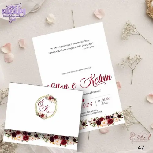 Convite de Casamento Marsala 5 Tam A5