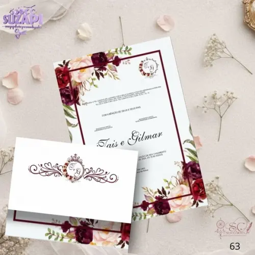 Convite de Casamento Marsala Ornamenta Tam A5