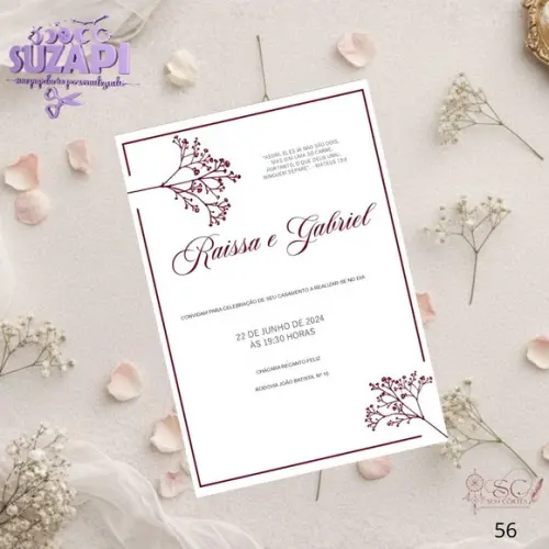 Convite de Casamento Marsala Minimalista Tam A5