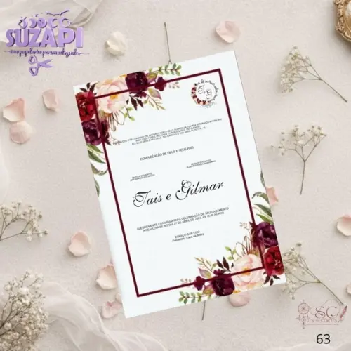 Convite de Casamento Marsala Ornamenta Tam A5