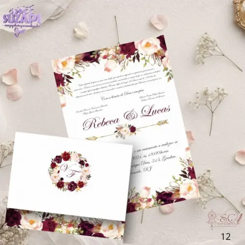 Convite de Casamento Marsala Tam A5