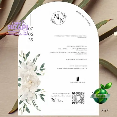 Convite de Casamento Minimalista Verde Oliva