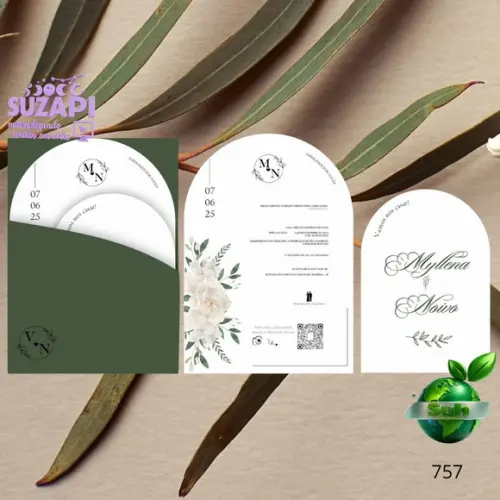Convite de Casamento Minimalista Verde Oliva