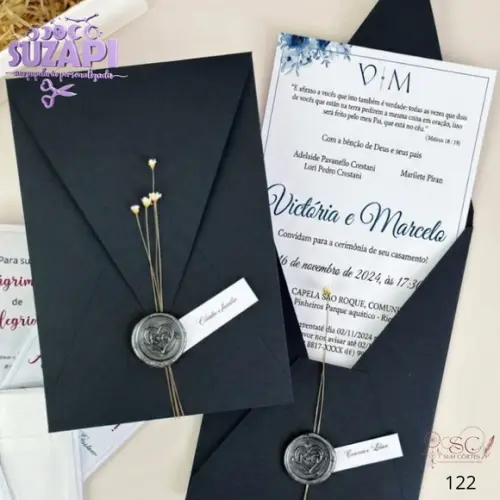 Convite de Casamento Preto A6 Exclusivo
