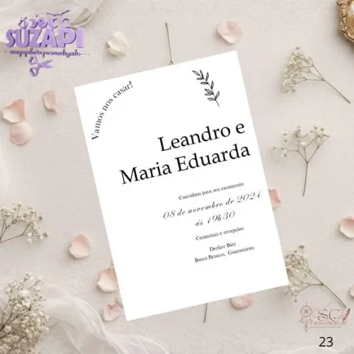 Convite de Casamento Preto e Branco Minimalista Tam A5