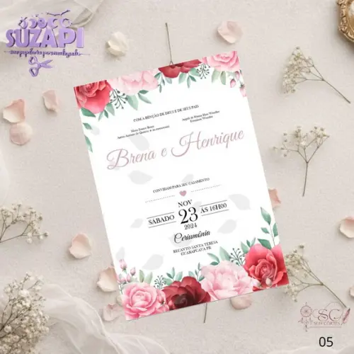 Convite de Casamento Rosa / Rose Tam A5