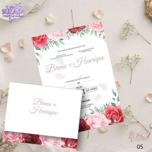 Convite de Casamento Rosa / Rose Tam A5