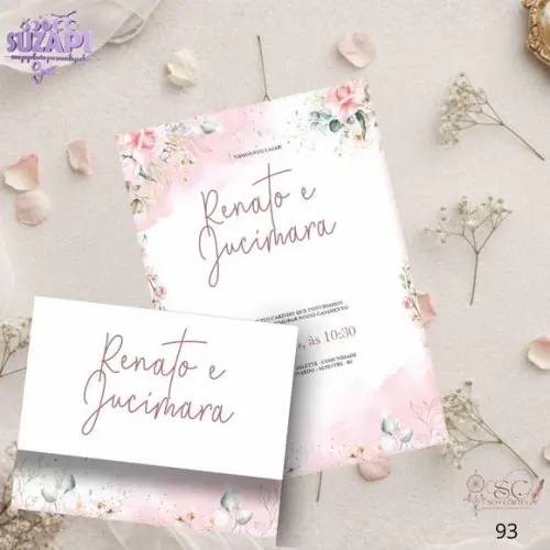 Convite de Casamento Rosa Bebê 2 Tam A5