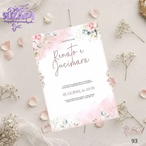 Convite de Casamento Rosa Bebê 2 Tam A5
