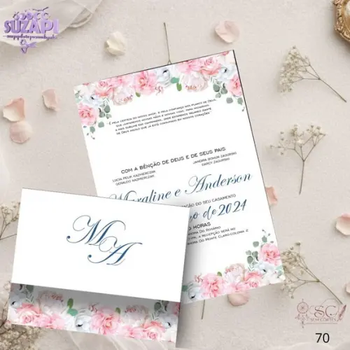 Convite de Casamento Rosa Bebê Tam A5