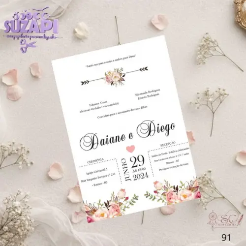 Convite de Casamento Rosa Claro Tam A5