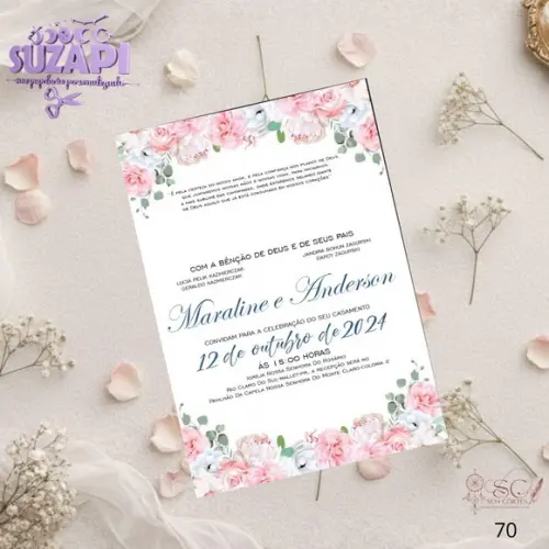 Convite de Casamento Rosa Bebê Tam A5