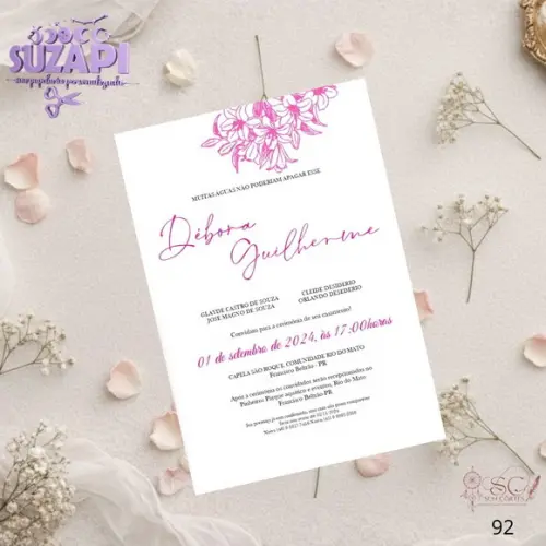 Convite de Casamento Rosa Pink Tam A5