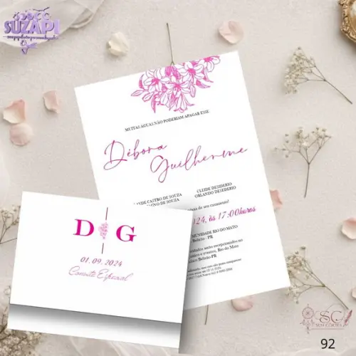 Convite de Casamento Rosa Pink Tam A5