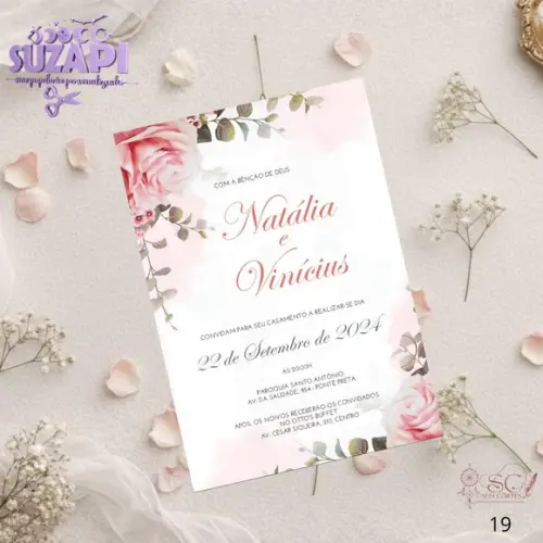 Convite de Casamento Rosé Tam A5