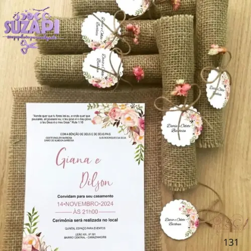 Convite de Casamento Rustico com Juta Exclusivo