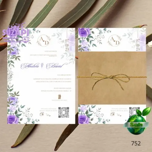 Convite de Casamento Rustico com Lilás
