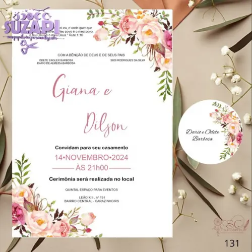 Convite de Casamento Rustico com Juta Exclusivo
