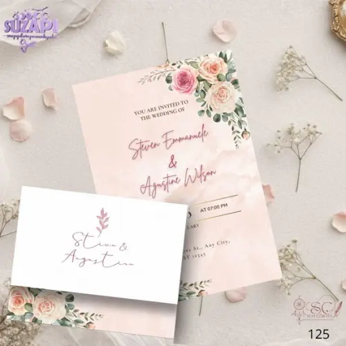 Convite de Casamento Salmão Floral Tam A5