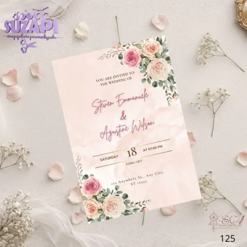 Convite de Casamento Salmão Floral Tam A5