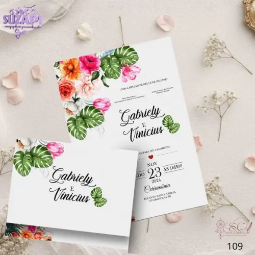 Convite de Casamento Tropical Tam A5