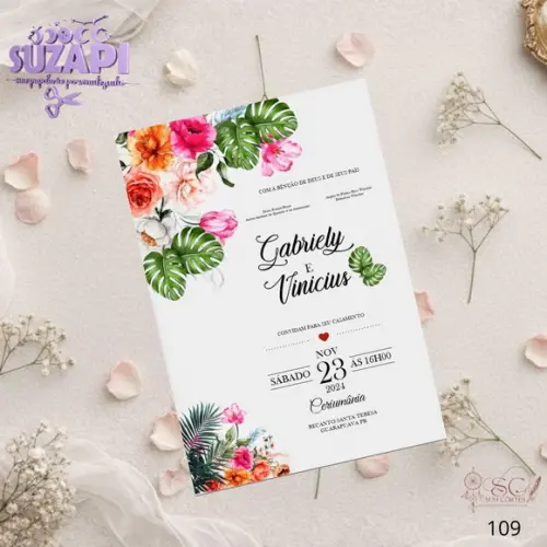 Convite de Casamento Tropical Tam A5