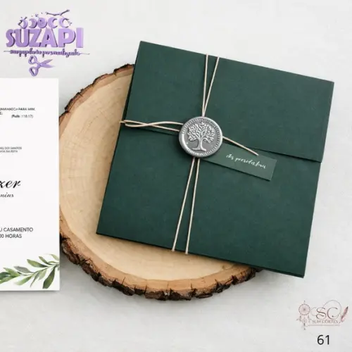 Convite de Casamento Verde Musgo Exclusivo