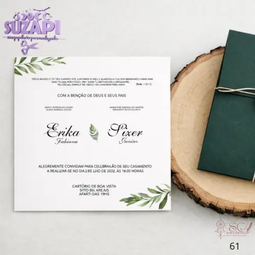 Convite de Casamento Verde Musgo Exclusivo