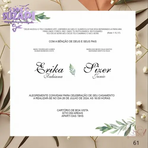 Convite de Casamento Verde Musgo Exclusivo