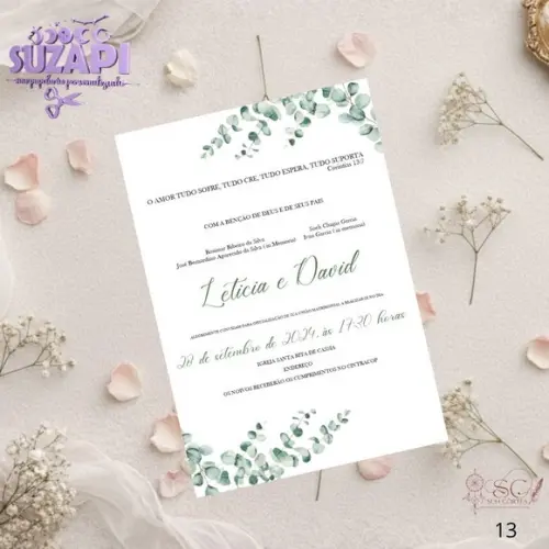 Convite de Casamento Verde Claro Tam A5