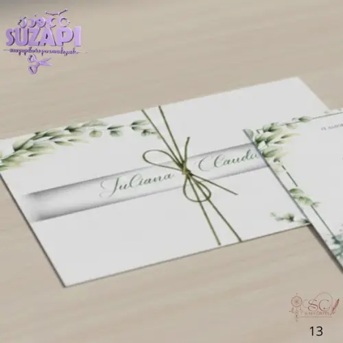 Convite de Casamento Verde Oliva A4 com Lacinho
