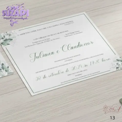 Convite de Casamento Verde Oliva A4 com Lacinho