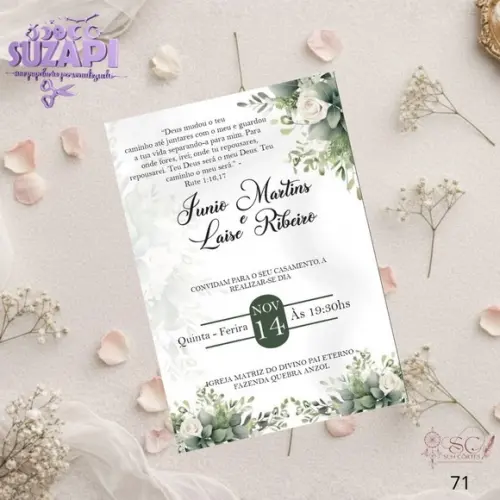 Convite de Casamento Verde Oliva c Brasão Tam A5