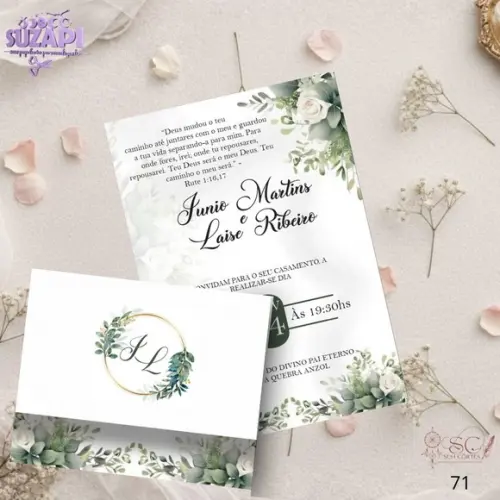 Convite de Casamento Verde Oliva c Brasão Tam A5