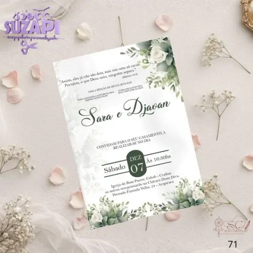Convite de Casamento Verde Oliva c Iniciais Tam A5